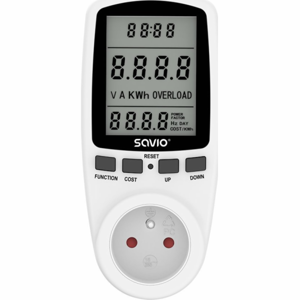 Wattmetr, energetická kalkulačka s LCD displejem, 16A, 36...