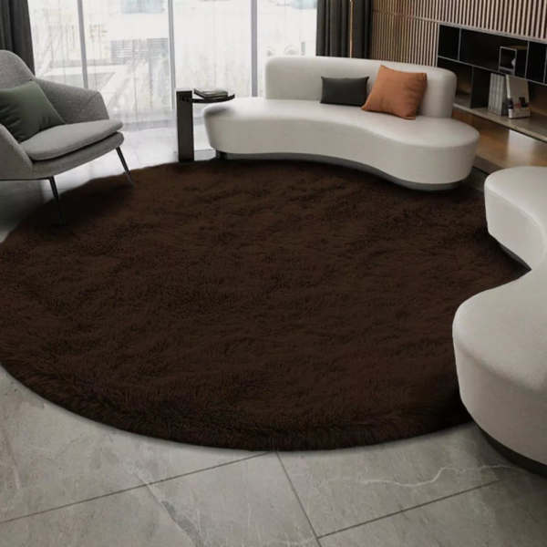 Strado Kulatý koberec Shaggy Strado 120x120 DarkCoffee (t...