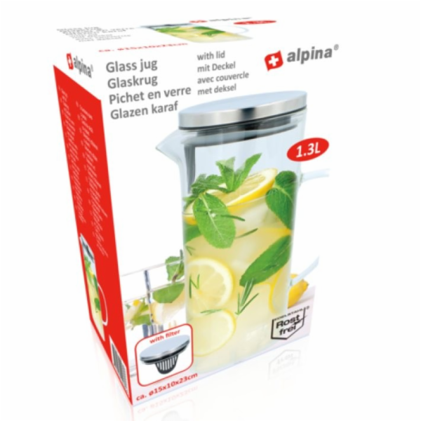 Skleněný džbán s víčkem 1,3 l ED-214980
