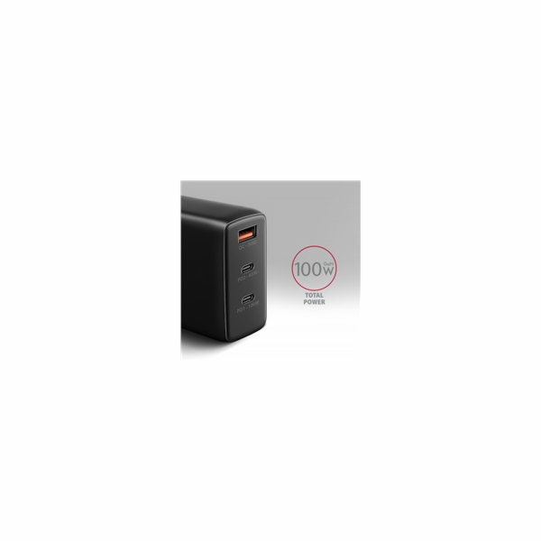 AXAGON ACU-DPQ100, GaN nabíječka do sítě 100W, 3x port (U...