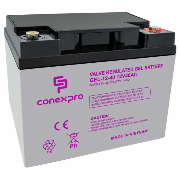 Baterie Conexpro GEL-12-40 GEL, 12V/40Ah, T14-M6, Deep Cy...