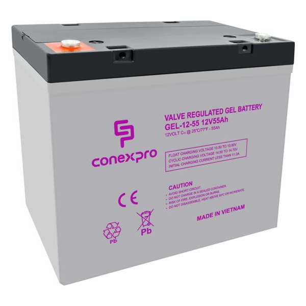 Baterie Conexpro GEL-12-55 GEL, 12V/55Ah, T14-M6, Deep Cy...