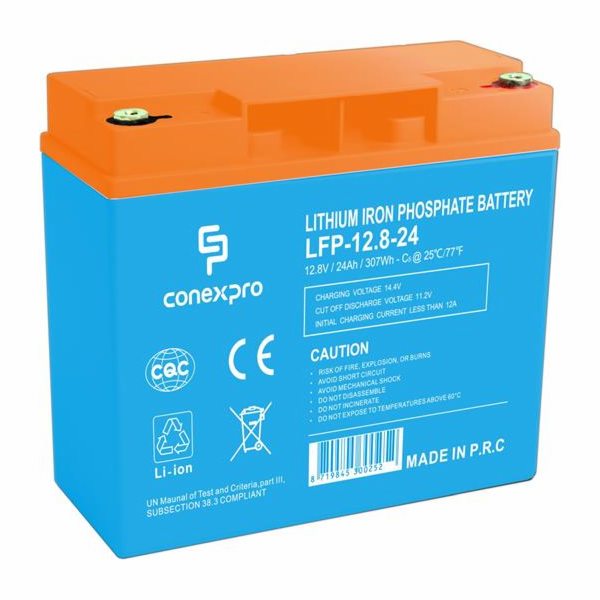 Baterie Conexpro LFP-12.8-24 LiFePO4, 12V/24Ah, T12, Blue...