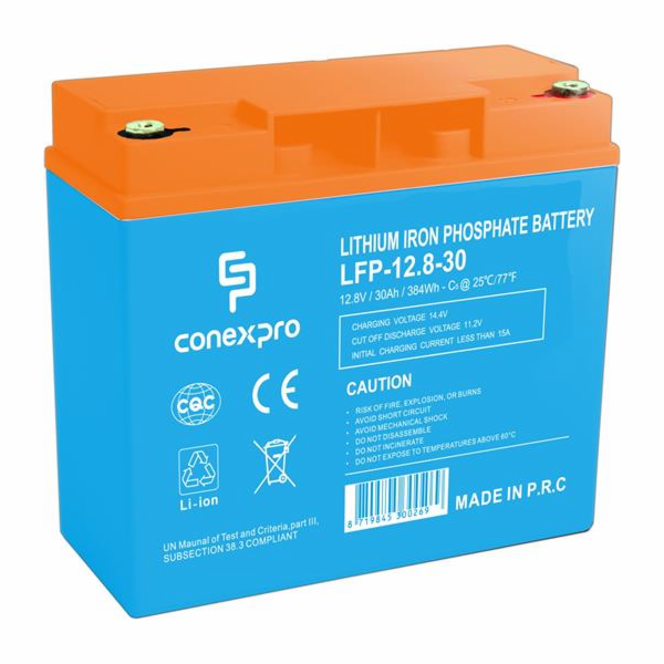 Baterie Conexpro LFP-12.8-30 LiFePO4, 12V/30Ah, T12, Blue...