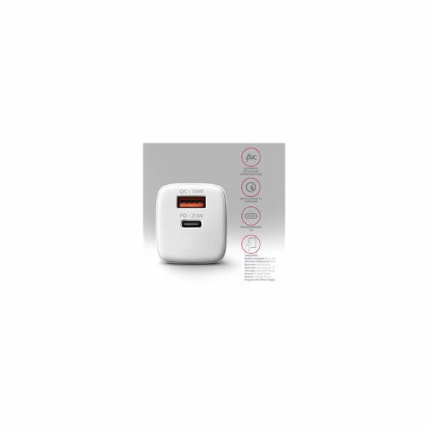AXAGON ACU-PQ20W, nabíječka do sítě 20W, 2x port (USB-A +...