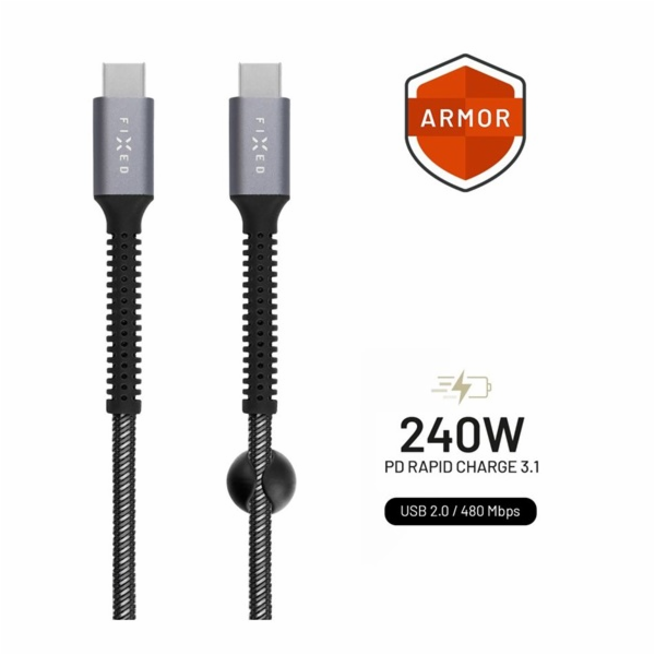 Fixed kabel USB-C/C 2m FIXDA-CC2-GR