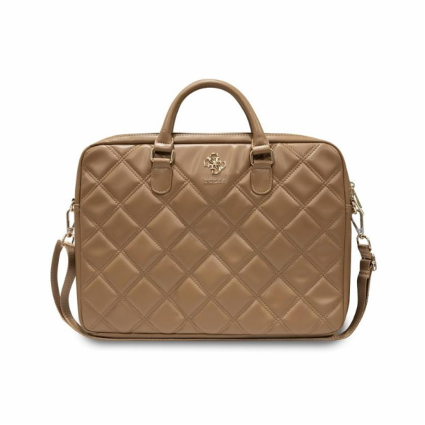 Guess PU Quilted 4G Metal Logo Computer Bag 15/16" Brown ...