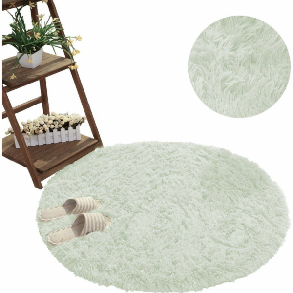 Strado Kulatý koberec Shaggy Strado 200x200 WhiteLime uni...