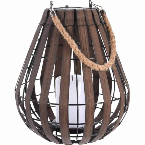 Lucerna solární s LED svíčkou 30 cm hnědá KO-512001030
