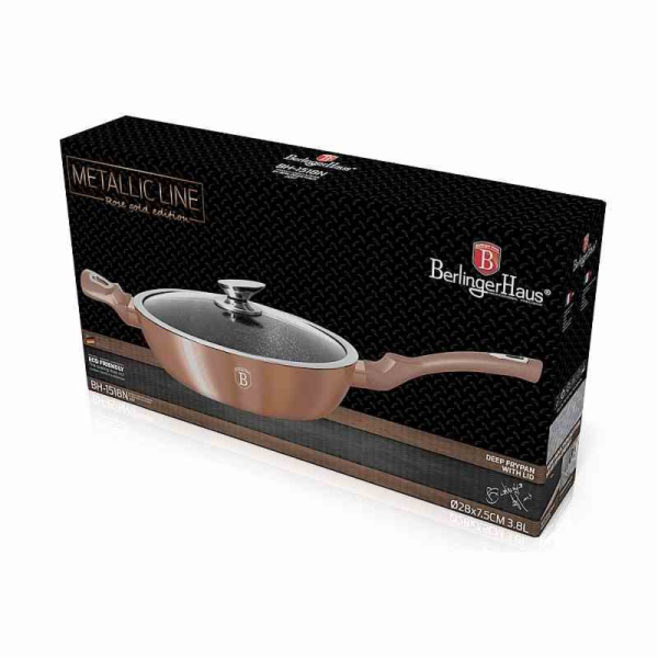 Pánev hluboká s mramorovým povrchem a poklicí 28 cm Roseg...