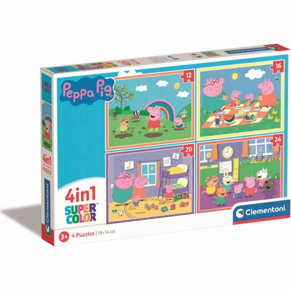 Clementoni Supercolor 4v1 - prasátko Peppa, puzzle