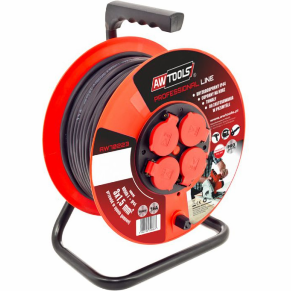 AWTools Cívka prodlužovacího kabelu 50m 3x2,5mm 16A / 368...