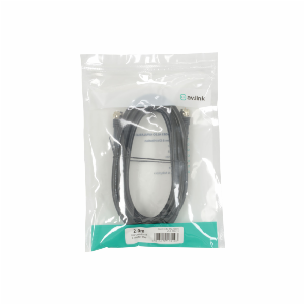 AV:link kabel RG6 koaxiální 2x F konektor samec, 75 Ohm, 2m
