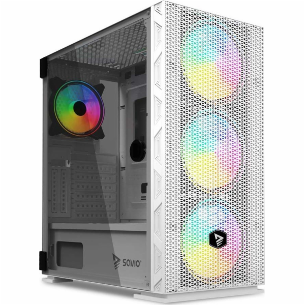 SAVIO Raptor White X1 ARGB Glass/Mesh W