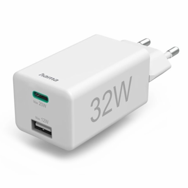 HAMA set: rychlá USB nabíječka USB-C PD/QC, USB-A, 32 W +...