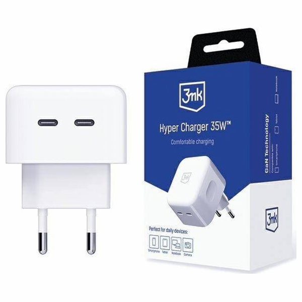 3mk síťová nabíječka - Hyper Charger 35W, GaN, 2x USB-C (...