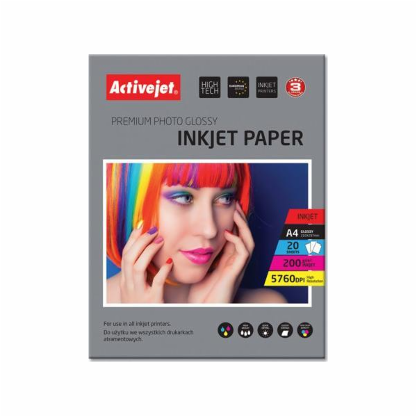 Activejet AP4-200G20 photo paper for ink printers; A4; 20...