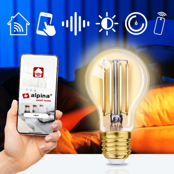 Chytrá žárovka LED WIFI bílá stmívatelná E27 470LM ED-225448