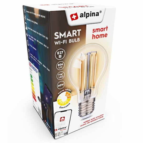 Chytrá žárovka LED WIFI bílá stmívatelná E27 806LM ED-225449