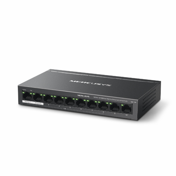 MERCUSYS switch MS110P (10x100Mb/s,8xPoE+,65W,fanless)
