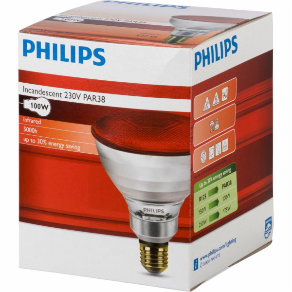 Philips infrared lamp PAR38 IR 100W E27 230V Red