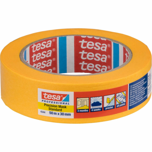 Tesa Masking Tape 50m x 30mm Stand.Prec. yellow 04344
