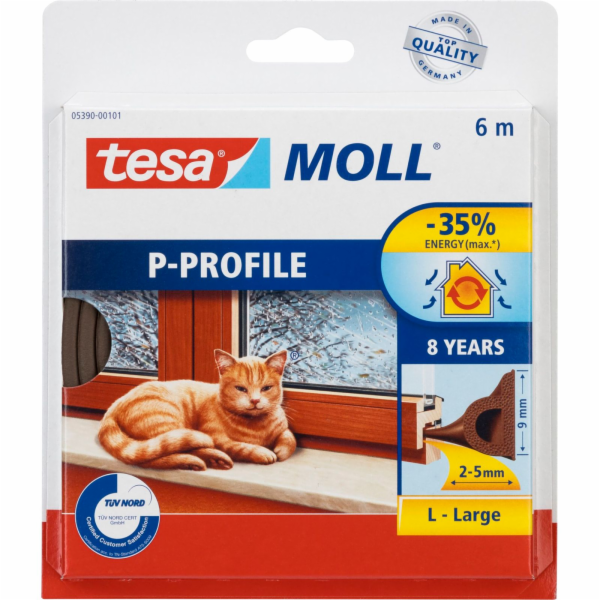 Tesa Window Seal 6m x 9mm P-Profile brown 05390