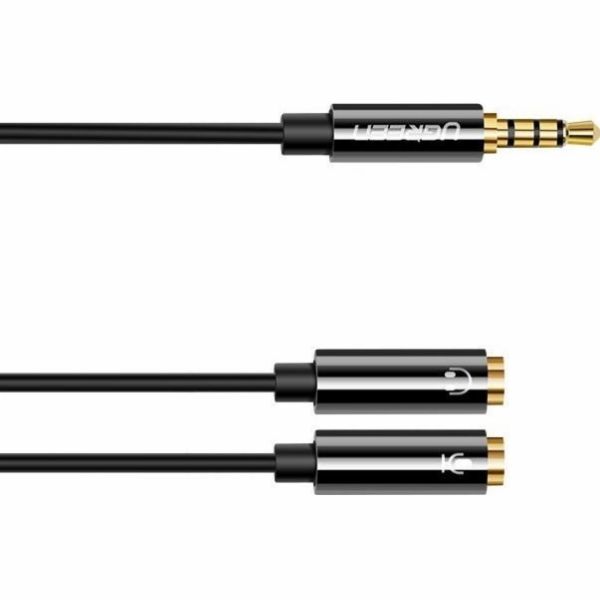 Adaptér UGREEN 3,5 mm M, 2 x 3,5 mm F, 0,2 m, černý