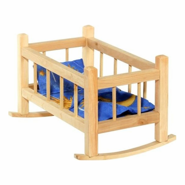Dřevěná postýlka pro panenky na hraní 000051312885