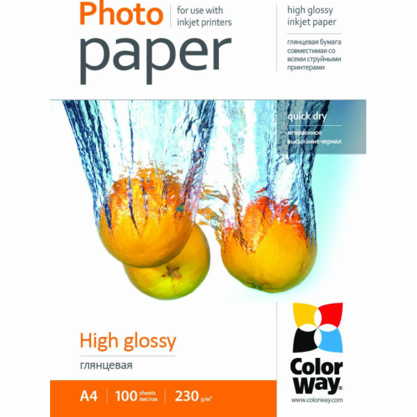 COLORWAY fotopapír/ high glossy 230g/m2, A4/ 100 kusů