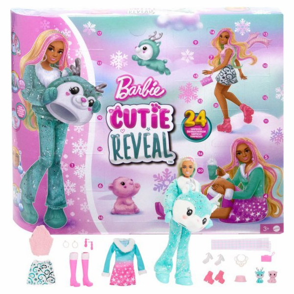 Mattel Barbie Cutie Reveal adventní kalendář 2023, panenka