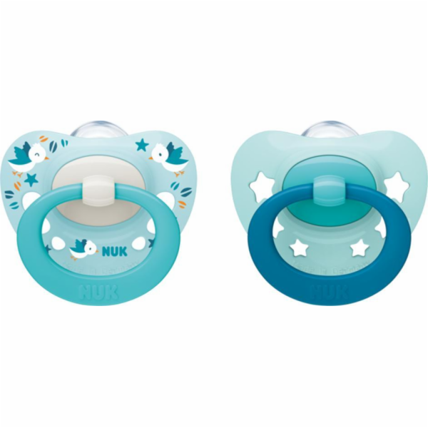 NUK Signature silikonový dudlík 2 ks 0-6 m ptáčci tyrkys Nuk