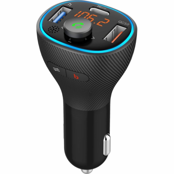 Auto FM MP3 vysílač s BT funkcí, USB LCD FM-73 QC3.0