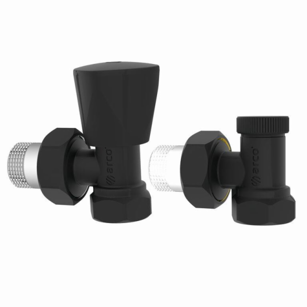 Sada ventilů, pro radiátory, černá, vnitřní/vnější 1/2"