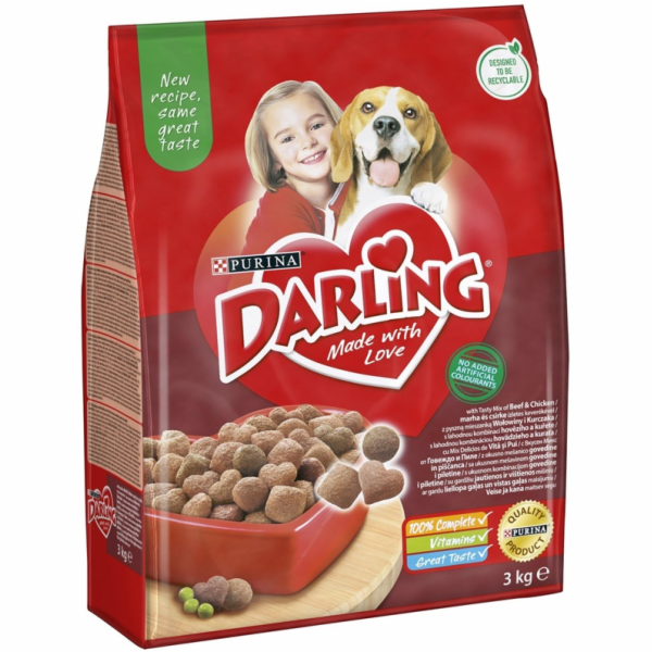 Suché krmivo pro psy Darling, s masem a zeleninou, 3 kg