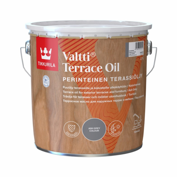 Olej na dřevo Tikkurila Valtti Terrace Oil, šedý, 2,7l