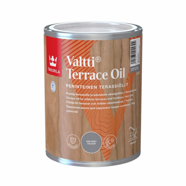 Olej na dřevo Tikkurila Valtti Terrace Oil, šedý, 0,9l