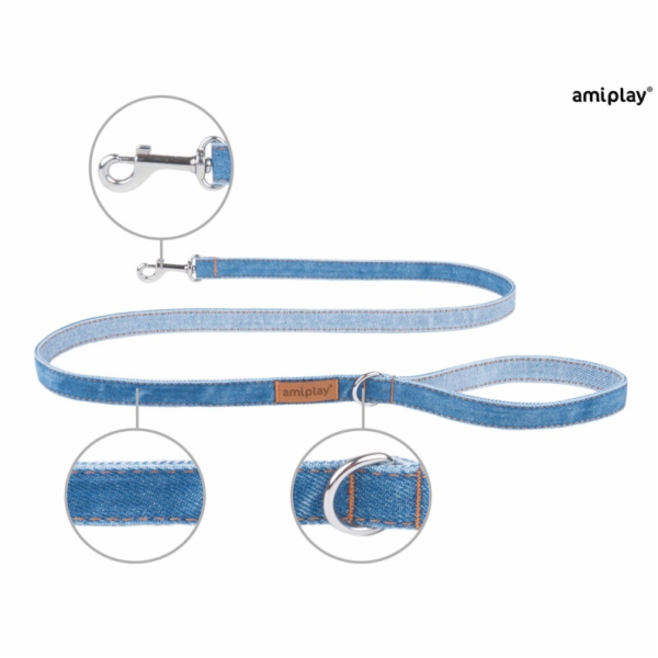 Vodítko Amiplay Denim, modré, 1,4m