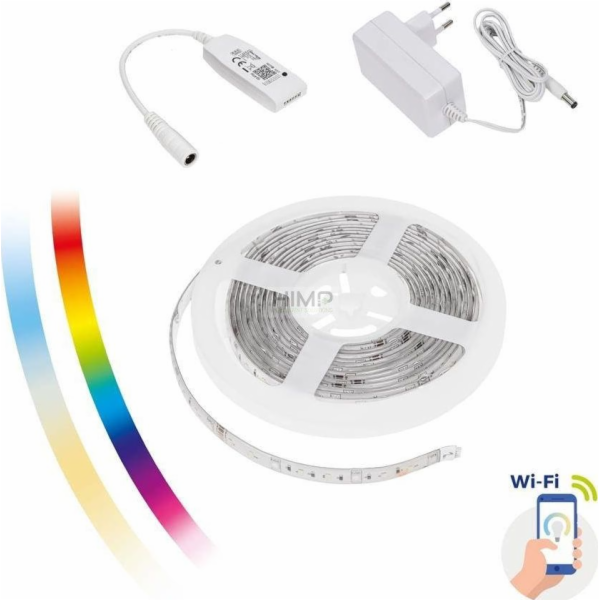 LED pásek WIFI, 17W, 5m, RGBW, s ovladačem a adaptérem