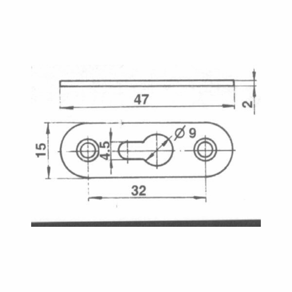 Závěsné oko F4-128, 15 x 47 x 2 mm, 50 ks.