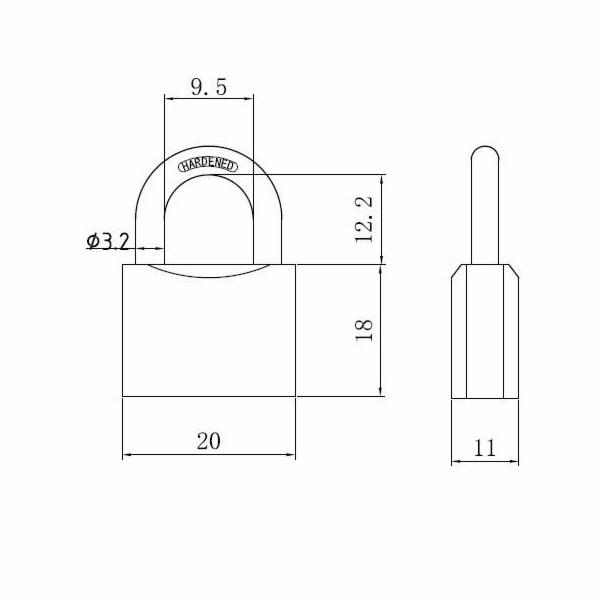 VISACÍ ZÁMEK ŠEDÝ 20MM HG320 (12/240)