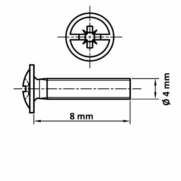 Šroub pro rukojeť Haushalt, 4x8 mm, 20 ks.
