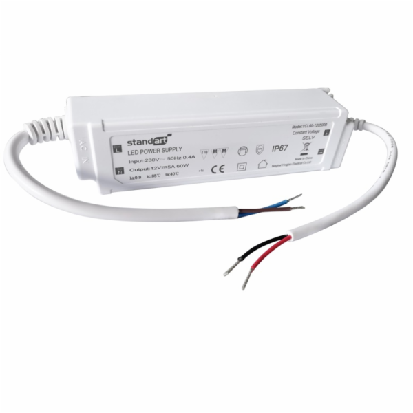 Napájení Standardní, LED, 5A, 0-60W, 12V, DC, IP67