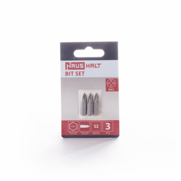 Šroubovací bity Haushalt, PH1, 25 mm, 3 ks.
