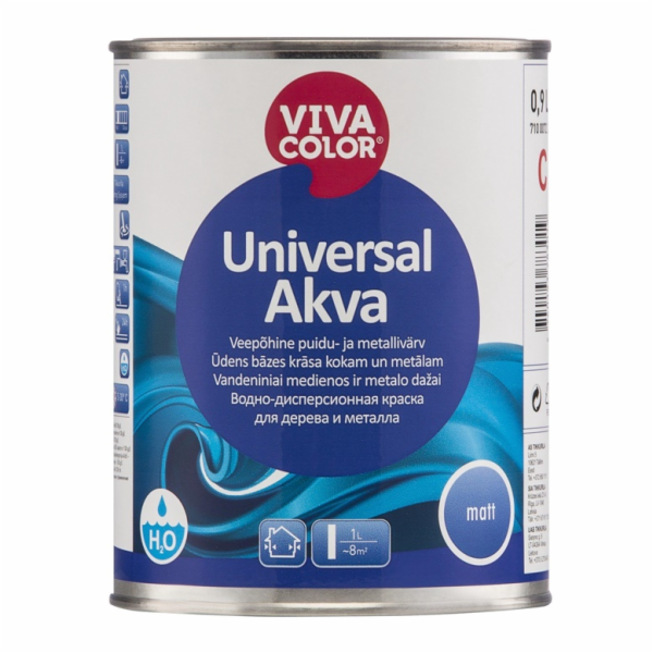BARVA EMAL UNIVERZÁLNÍ AQUA MAT A 0,9L