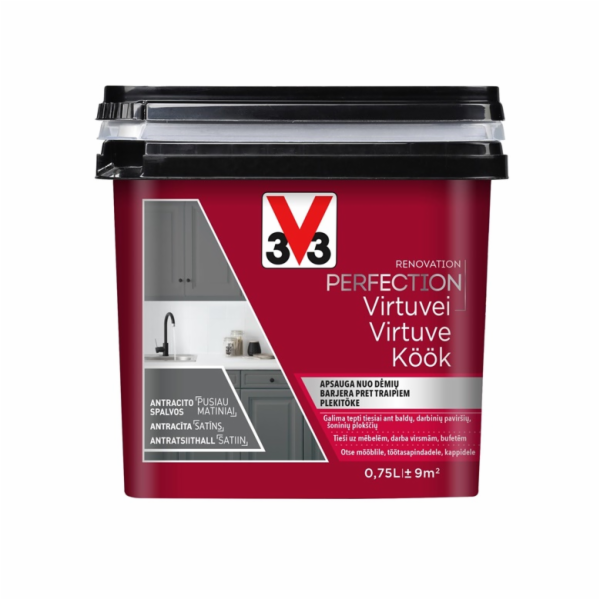Smaltovaná barva V33 Perfection Kitchen, 0,75 l, antracit