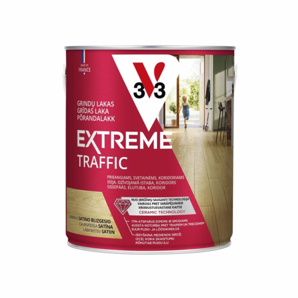 Podlahový lak V33, bezbarvý, polomatný, 2,5l