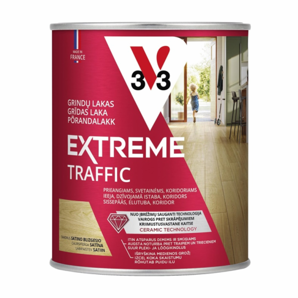 Podlahový lak V33, bezbarvý, polomatný, 0,75l