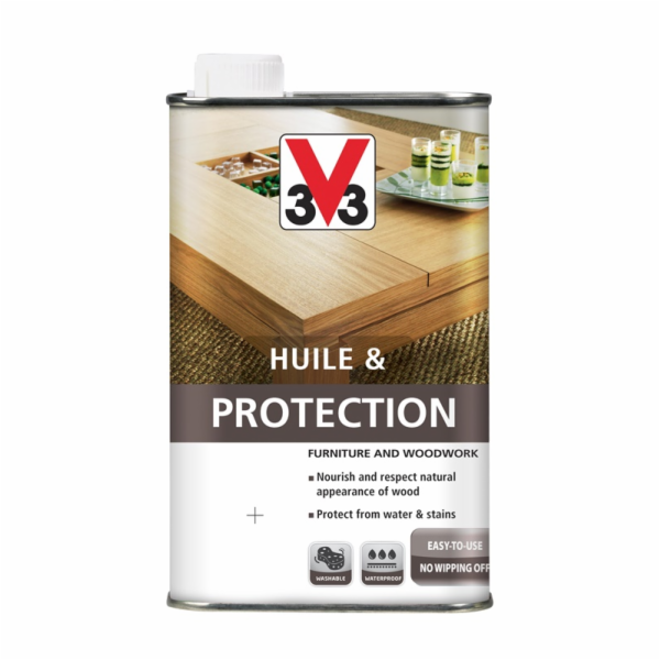 Olej na nábytek V33 Protection, barva eben, 0,5l