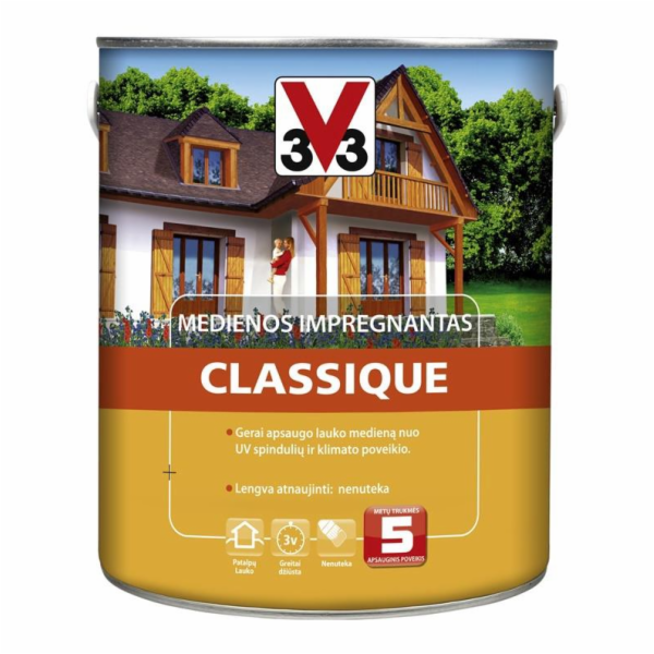 Napouštědlo na dřevo Classique V33, barva teak, 2,5l